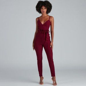 STYLISH AND TAPERED TIE WAIST JUMPSUIT